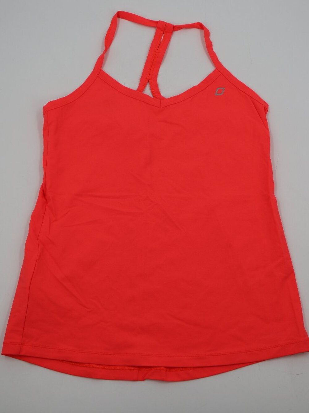 Lorna Jane Dion Excel Tank Womens L Fluro Orange Neon T-Back Keyhole Activewear